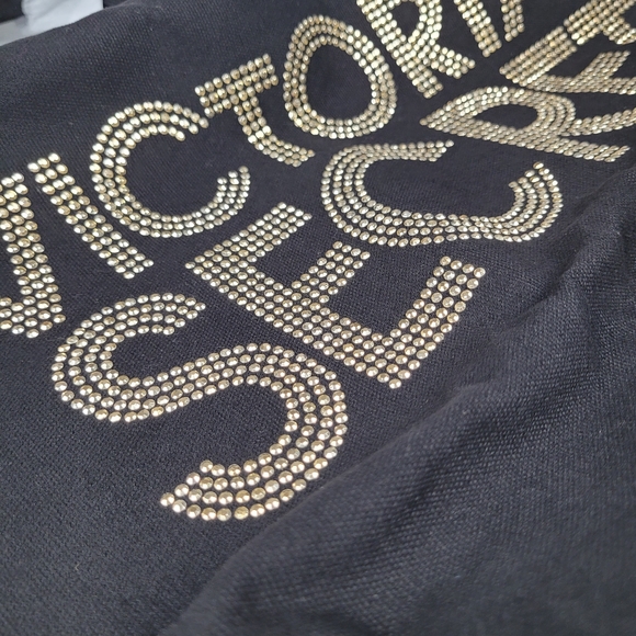 NWT Victoria's Secret Tote Bling Lettering VS Gold Black Large Canvas Duffle - Picture 8 of 9